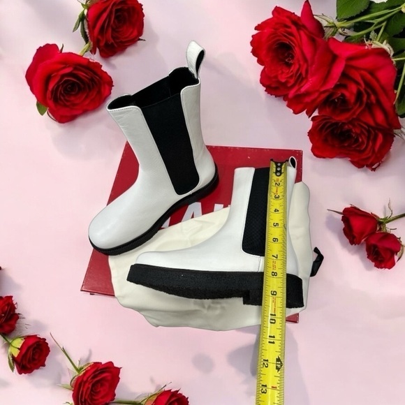 STAUD Palamino White Leather Black Gore Ankle Chelsea Boots size 36 US 6 NWB - Picture 9 of 12